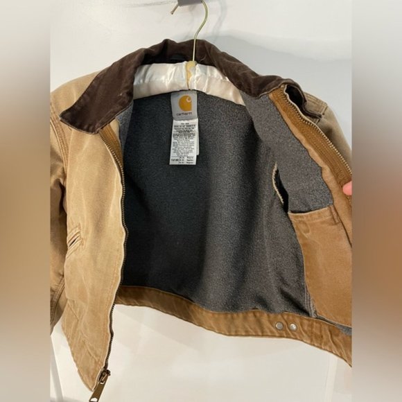 VINTAGE 1990s Carhartt Detroit Collared Fleece Line Jacket Youth 8 - Picture 5 of 8